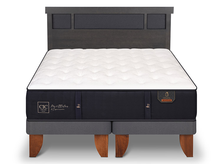 JUEGO DE DORMITORIO CIC CAMA EUROPEA PREMIUM BD 2 PLAZAS + RESPALDO DUBLIN GRIS - 1