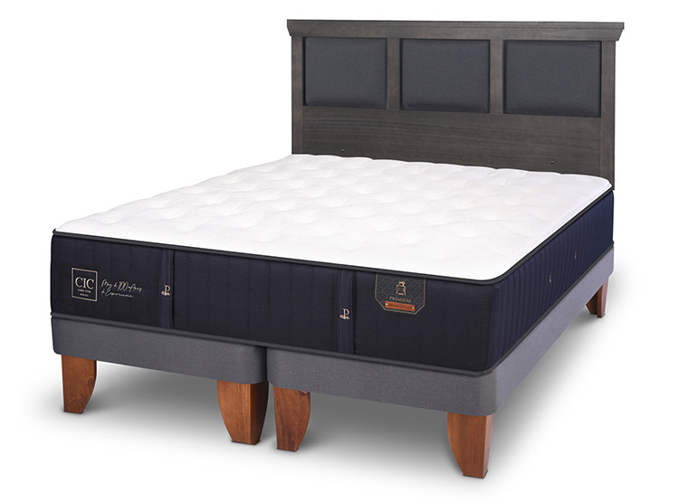 JUEGO DE DORMITORIO CIC CAMA EUROPEA PREMIUM BD 2 PLAZAS + RESPALDO TORINO GRIS - 2