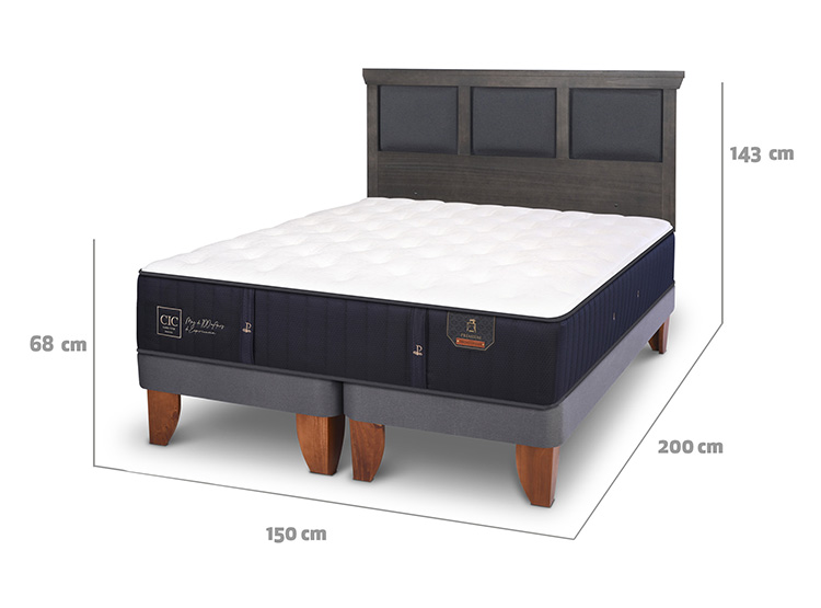 JUEGO DE DORMITORIO CIC CAMA EUROPEA PREMIUM BD 2 PLAZAS + RESPALDO TORINO GRIS - 3