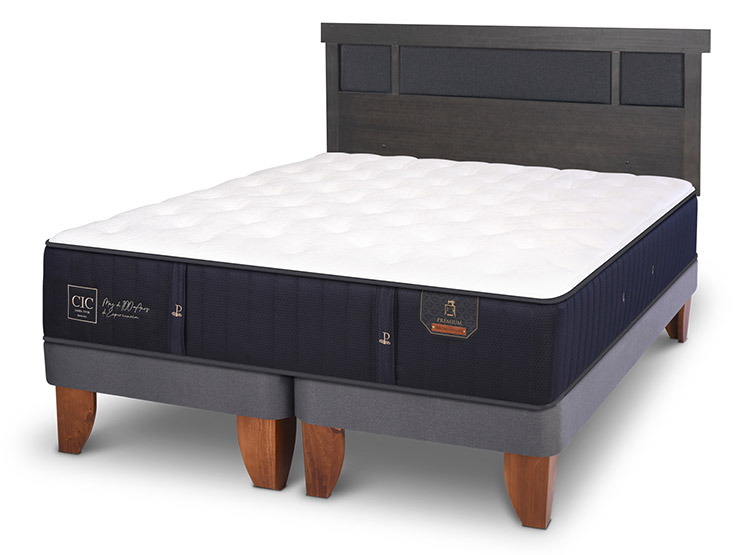 JUEGO DE DORMITORIO CIC CAMA EUROPEA PREMIUM KING + RESPALDO DUBLIN GRIS - 2