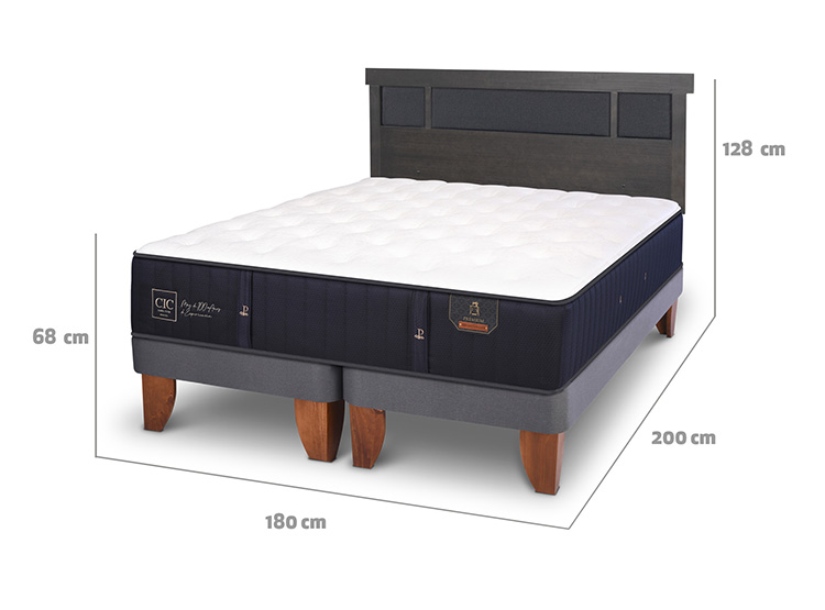JUEGO DE DORMITORIO CIC CAMA EUROPEA PREMIUM KING + RESPALDO DUBLIN GRIS - 3