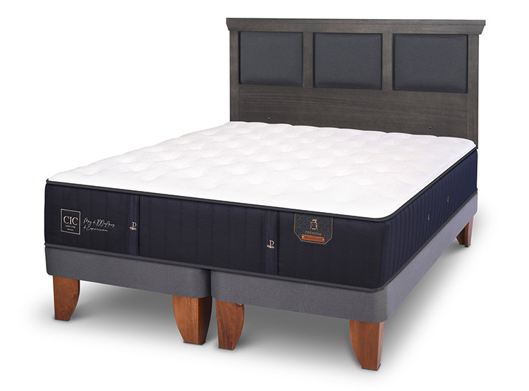 JUEGO DE DORMITORIO CIC CAMA EUROPEA PREMIUM KING + RESPALDO TORINO GRIS - 2