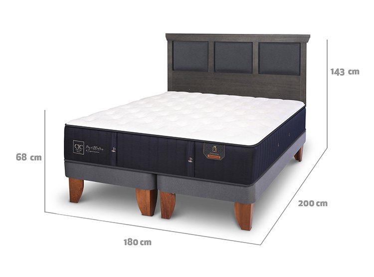 JUEGO DE DORMITORIO CIC CAMA EUROPEA PREMIUM KING + RESPALDO TORINO GRIS - 3