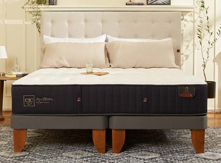 JUEGO DE DORMITORIO CIC CAMA EUROPEA PREMIUM KING + RESPALDO TORINO GRIS - 8