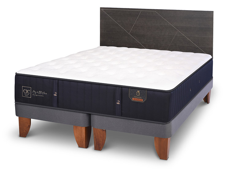 JUEGO DE DORMITORIO CIC CAMA EUROPEA PREMIUM KING + RESPALDO VILLARRICA GRIS - 2