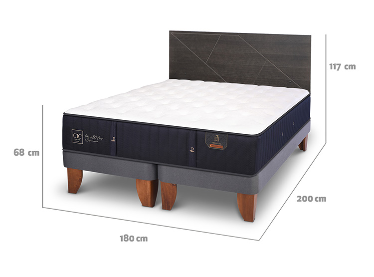 JUEGO DE DORMITORIO CIC CAMA EUROPEA PREMIUM KING + RESPALDO VILLARRICA GRIS - 3