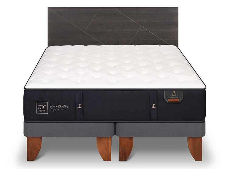 JUEGO DE DORMITORIO CIC CAMA EUROPEA PREMIUM KING + RESPALDO VILLARRICA GRIS - 1