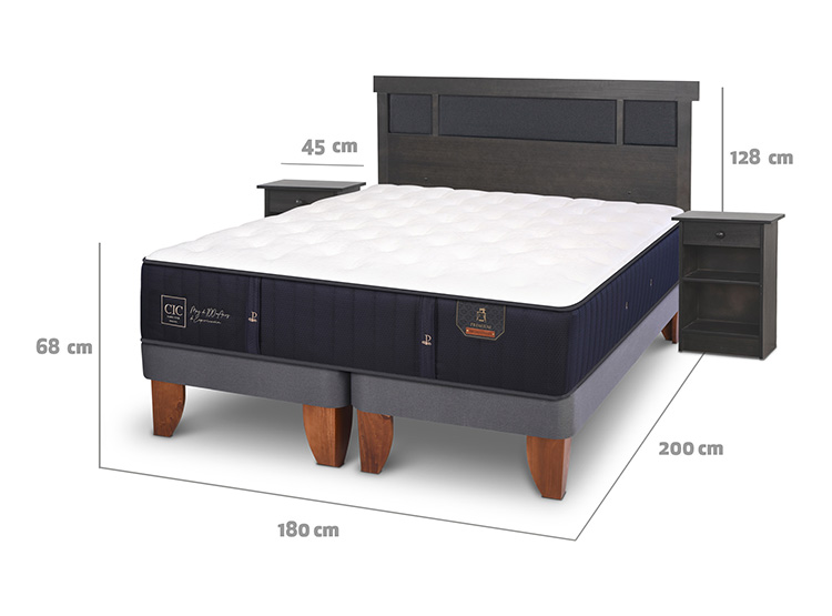 JUEGO DE DORMITORIO CIC CAMA EUROPEA PREMIUM KING + SET DUBLIN GRIS - 3