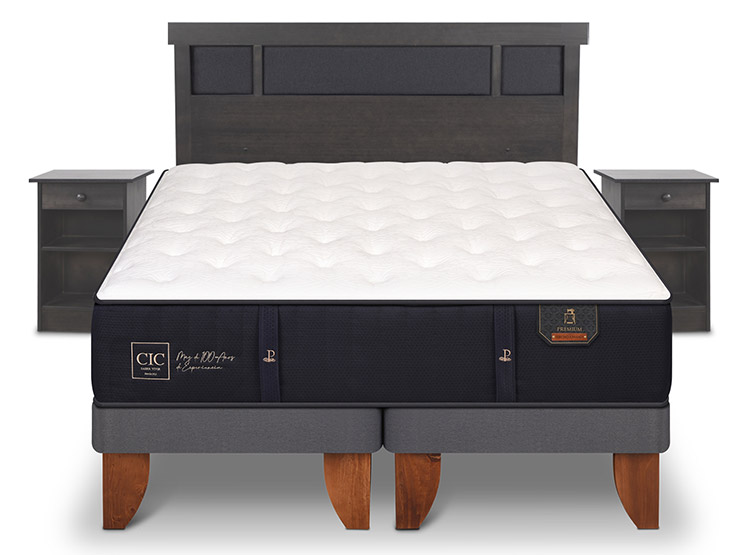 JUEGO DE DORMITORIO CIC CAMA EUROPEA PREMIUM KING + SET DUBLIN GRIS - 1