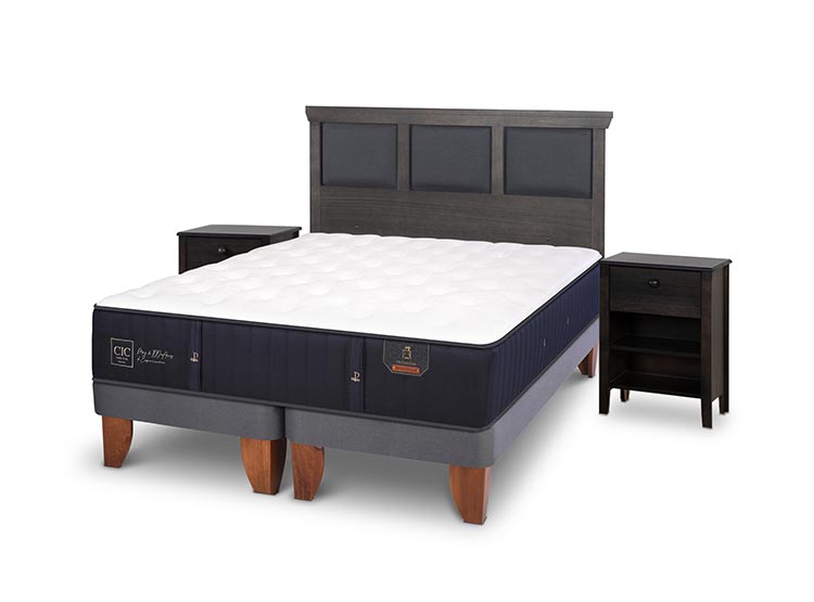 JUEGO DE DORMITORIO CIC CAMA EUROPEA TORINO PREMIUM KING + SET GRIS - 2