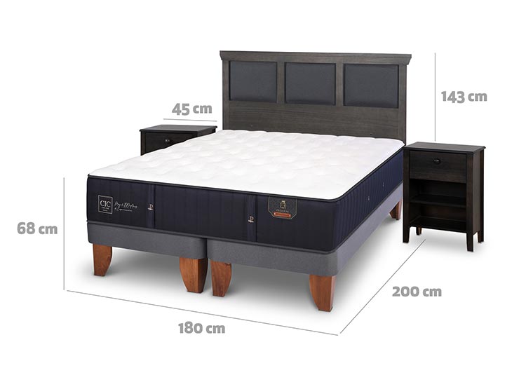 JUEGO DE DORMITORIO CIC CAMA EUROPEA TORINO PREMIUM KING + SET GRIS - 3
