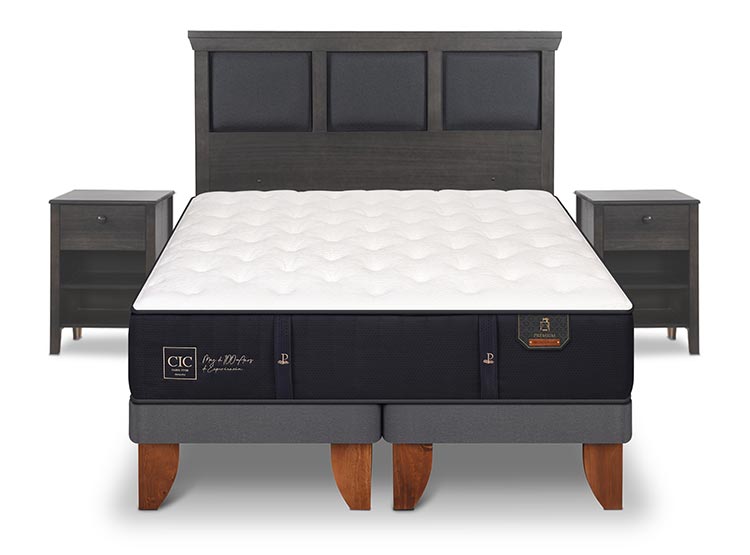 JUEGO DE DORMITORIO CIC CAMA EUROPEA TORINO PREMIUM KING + SET GRIS - 1