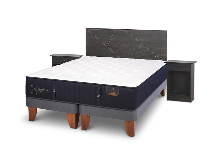 JUEGO DE DORMITORIO CIC CAMA EUROPEA VILLARRICA PREMIUM KING + SET GRIS - 2