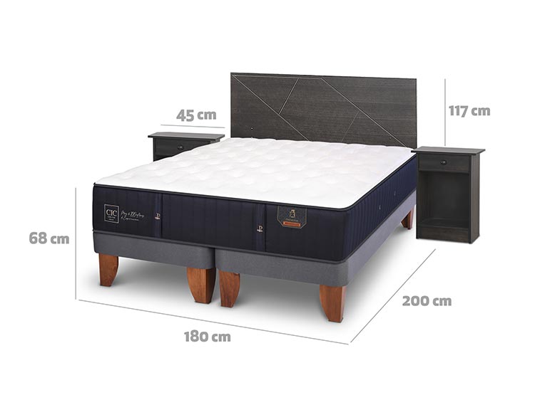 JUEGO DE DORMITORIO CIC CAMA EUROPEA VILLARRICA PREMIUM KING + SET GRIS - 3