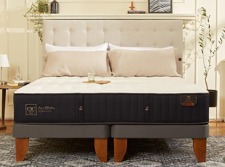 JUEGO DE DORMITORIO CIC CAMA EUROPEA VILLARRICA PREMIUM KING + SET GRIS - 8