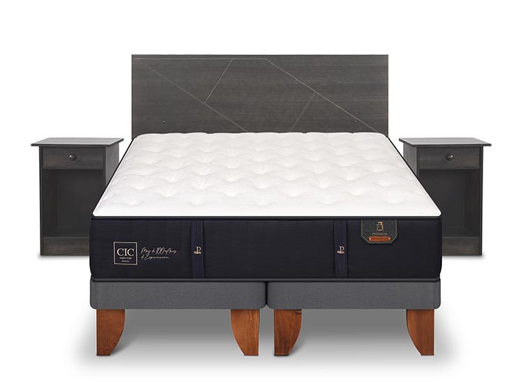 JUEGO DE DORMITORIO CIC CAMA EUROPEA VILLARRICA PREMIUM KING + SET GRIS - 1