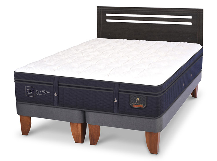 JUEGO DE DORMITORIO CIC CAMA EUROPEA SUPER PREMIUM BD 2 PLAZAS + RESPALDO MUNICH GRIS - 2