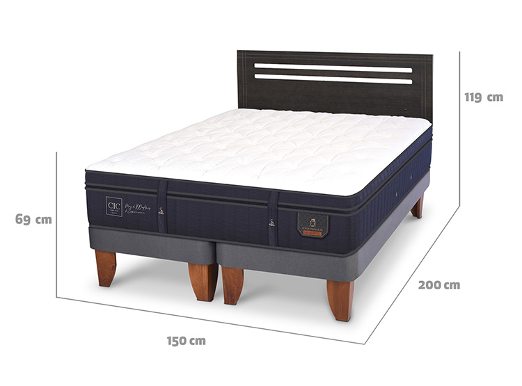 JUEGO DE DORMITORIO CIC CAMA EUROPEA SUPER PREMIUM BD 2 PLAZAS + RESPALDO MUNICH GRIS - 3