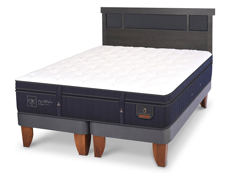 JUEGO DE DORMITORIO CIC CAMA EUROPEA SUPER PREMIUM KING + RESPALDO DUBLIN GRIS - 2