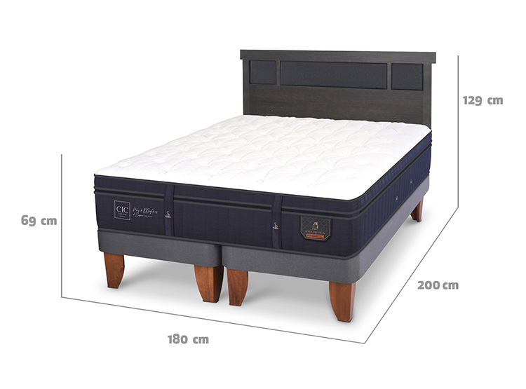 JUEGO DE DORMITORIO CIC CAMA EUROPEA SUPER PREMIUM KING + RESPALDO DUBLIN GRIS - 3