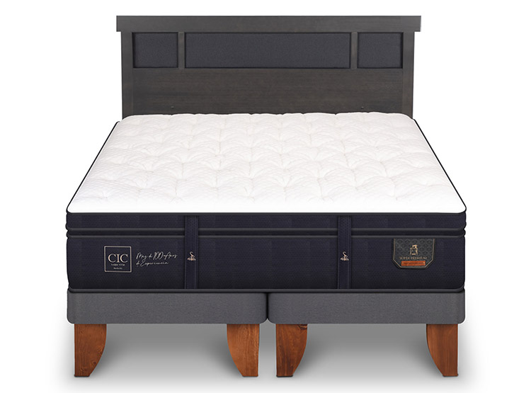 JUEGO DE DORMITORIO CIC CAMA EUROPEA SUPER PREMIUM KING + RESPALDO DUBLIN GRIS - 1