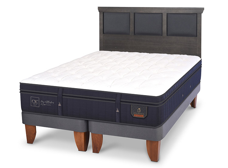 JUEGO DE DORMITORIO CIC CAMA EUROPEA SUPER PREMIUM KING + RESPALDO TORINO GRIS - 2