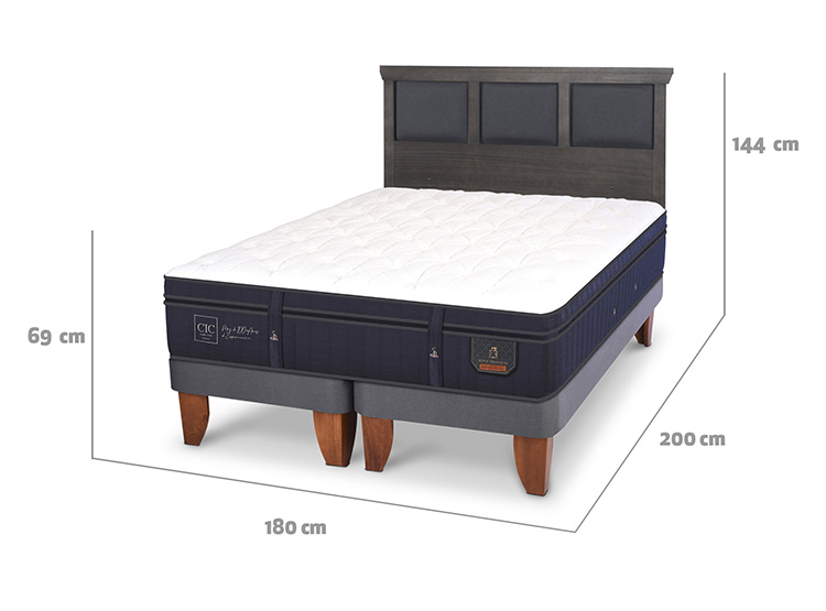 JUEGO DE DORMITORIO CIC CAMA EUROPEA SUPER PREMIUM KING + RESPALDO TORINO GRIS - 3