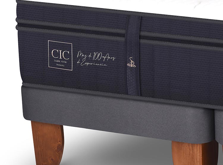 JUEGO DE DORMITORIO CIC CAMA EUROPEA SUPER PREMIUM KING + RESPALDO VILLARRICA GRIS - 4