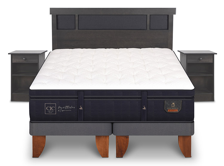 JUEGO DE DORMITORIO CIC CAMA EUROPEA SUPER PREMIUM KING + SET DUBLIN GRIS - 1
