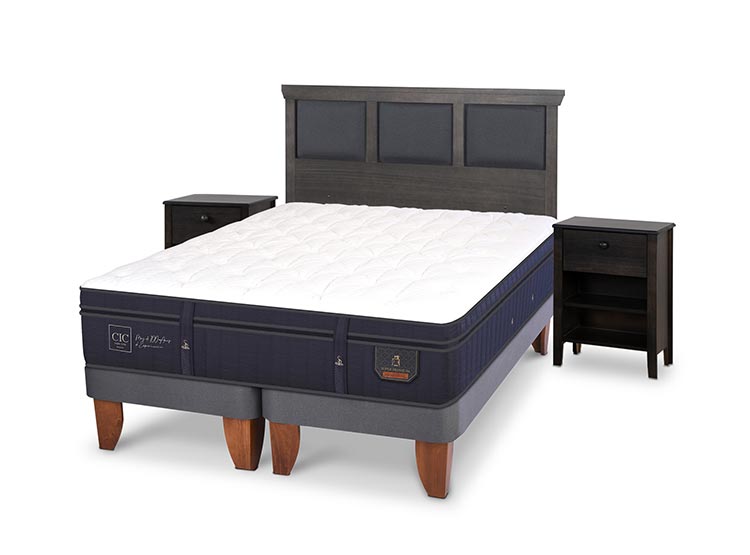 JUEGO DE DORMITORIO CIC CAMA EUROPEA TORINO SUPER PREMIUM BD KING + SET GRIS - 2