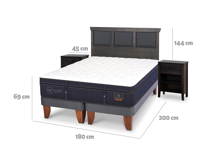 JUEGO DE DORMITORIO CIC CAMA EUROPEA TORINO SUPER PREMIUM BD KING + SET GRIS - 3