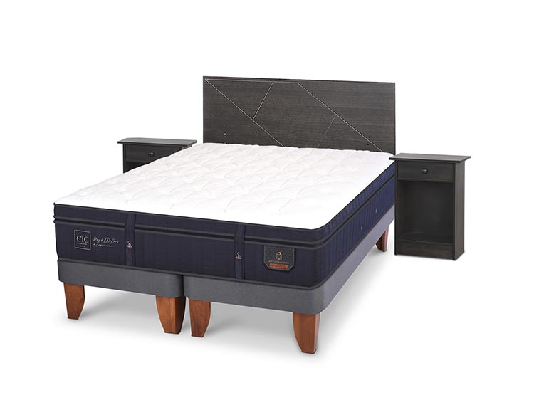 JUEGO DE DORMITORIO CIC CAMA EUROPEA VILLARRICA SUPER PREMIUM BD KING + SET GRIS - 2
