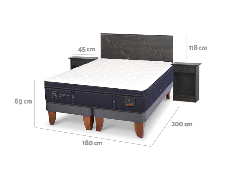 JUEGO DE DORMITORIO CIC CAMA EUROPEA VILLARRICA SUPER PREMIUM BD KING + SET GRIS - 3