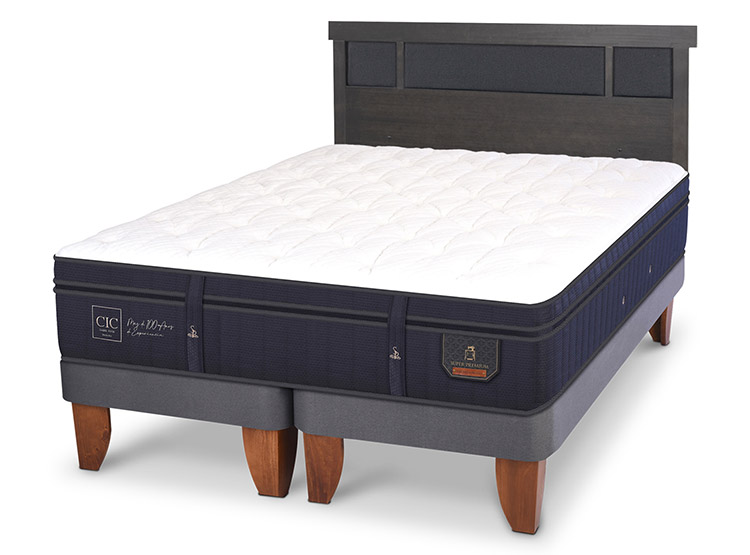 JUEGO DE DORMITORIO CIC CAMA EUROPEA SUPER PREMIUM BD 2 PLAZAS + RESPALDO DUBLIN GRIS - 2