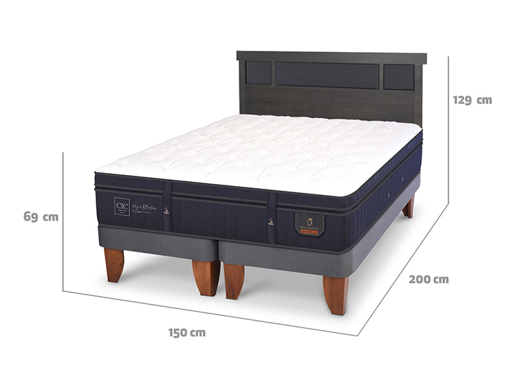JUEGO DE DORMITORIO CIC CAMA EUROPEA SUPER PREMIUM BD 2 PLAZAS + RESPALDO DUBLIN GRIS - 3