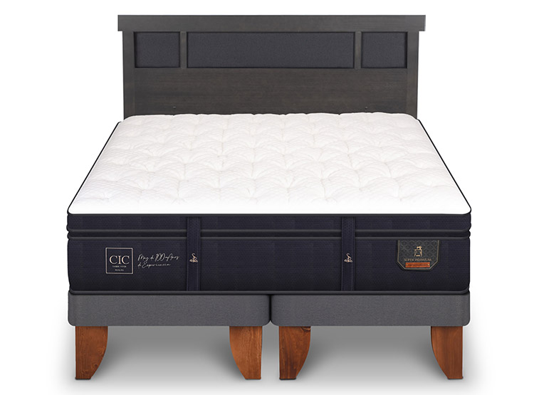 JUEGO DE DORMITORIO CIC CAMA EUROPEA SUPER PREMIUM BD 2 PLAZAS + RESPALDO DUBLIN GRIS - 1