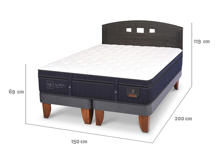 JUEGO DE DORMITORIO CIC CAMA EUROPEA SUPER PREMIUM BD 2 PLAZAS + RESPALDO GALES GRIS - 3