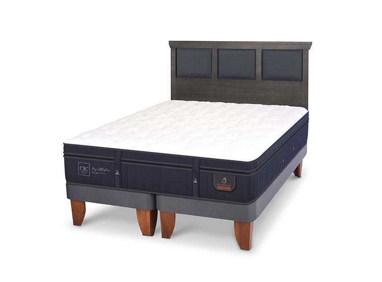 JUEGO DE DORMITORIO CIC CAMA EUROPEA TORINO SUPER PREMIUM BD 2 PLAZAS + RESPALDO GRIS - 2