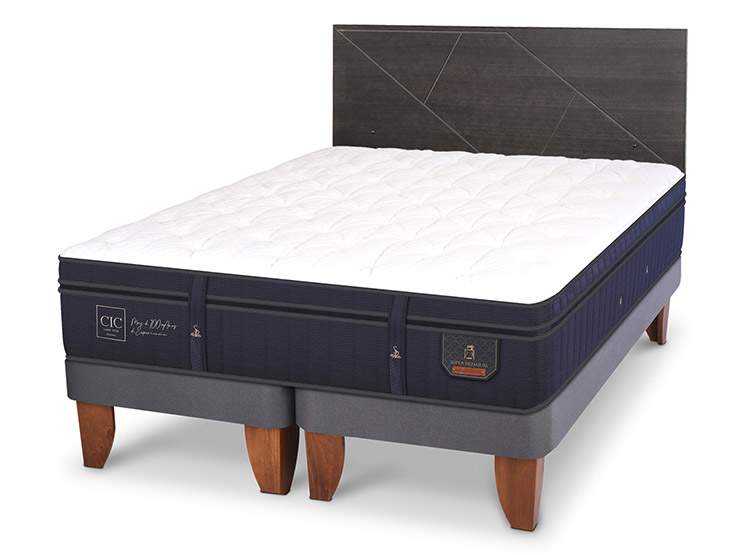 JUEGO DE DORMITORIO CIC CAMA EUROPEA SUPER PREMIUM BD 2 PLAZAS + RESPALDO VILLARRICA GRIS - 2