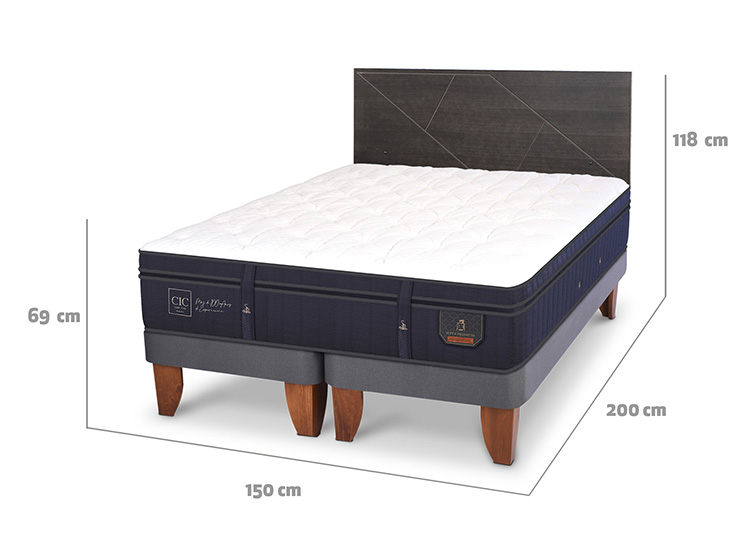 JUEGO DE DORMITORIO CIC CAMA EUROPEA SUPER PREMIUM BD 2 PLAZAS + RESPALDO VILLARRICA GRIS - 3