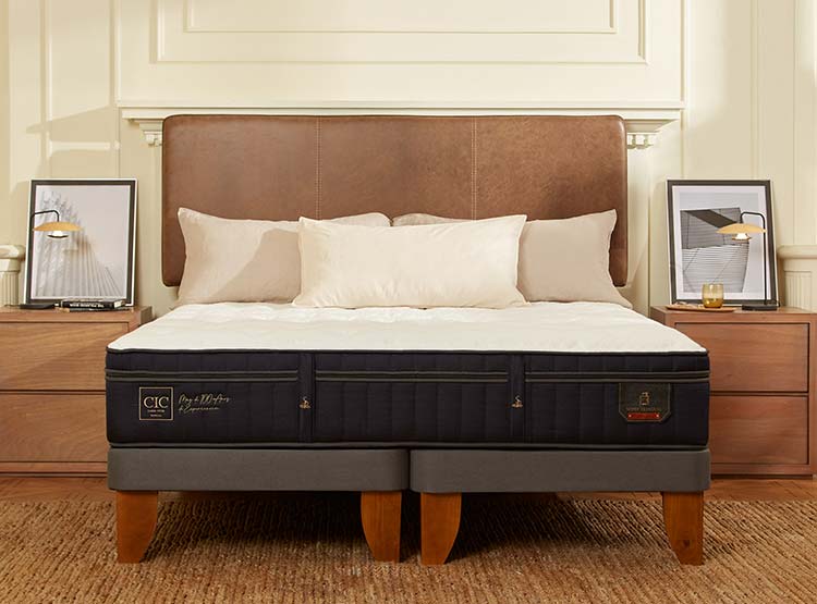 JUEGO DE DORMITORIO CIC CAMA EUROPEA SUPER PREMIUM BD 2 PLAZAS + RESPALDO VILLARRICA GRIS - 8