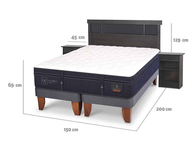 JUEGO DE DORMITORIO CIC CAMA EUROPEA SUPER PREMIUM BD 2 PLAZAS + SET DUBLIN GRIS - 3