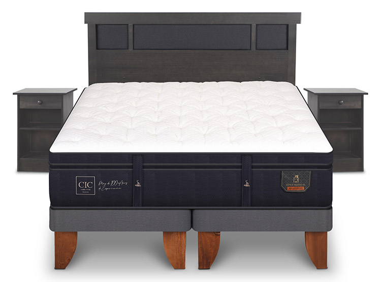JUEGO DE DORMITORIO CIC CAMA EUROPEA SUPER PREMIUM BD 2 PLAZAS + SET DUBLIN GRIS - 1
