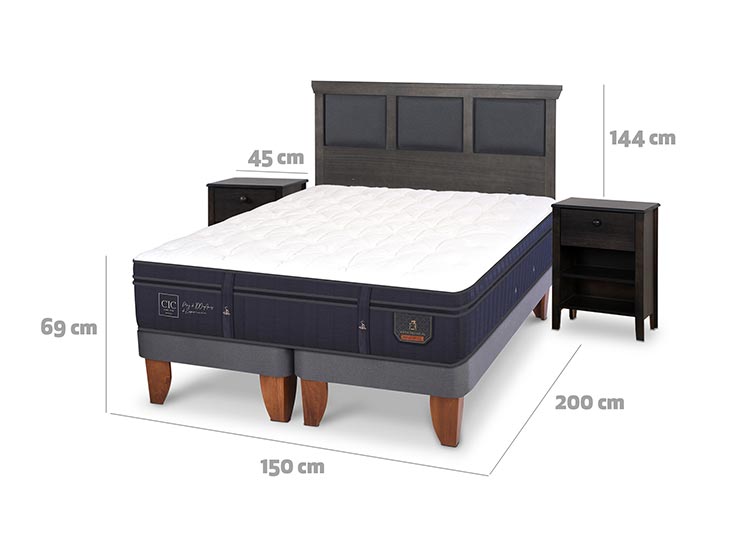 JUEGO DE DORMITORIO CIC CAMA EUROPEA TORINO SUPER PREMIUM BD 2 PLAZAS + SET GRIS - 3