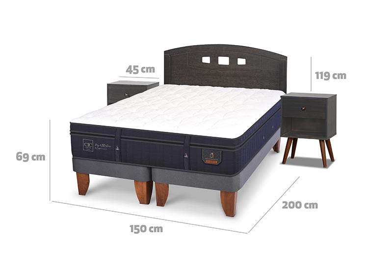JUEGO DE DORMITORIO CIC CAMA EUROPEA GALES SUPER PREMIUM BD 2 PLAZAS + SET GRIS - 3