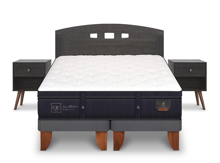 JUEGO DE DORMITORIO CIC CAMA EUROPEA GALES SUPER PREMIUM BD 2 PLAZAS + SET GRIS - 1