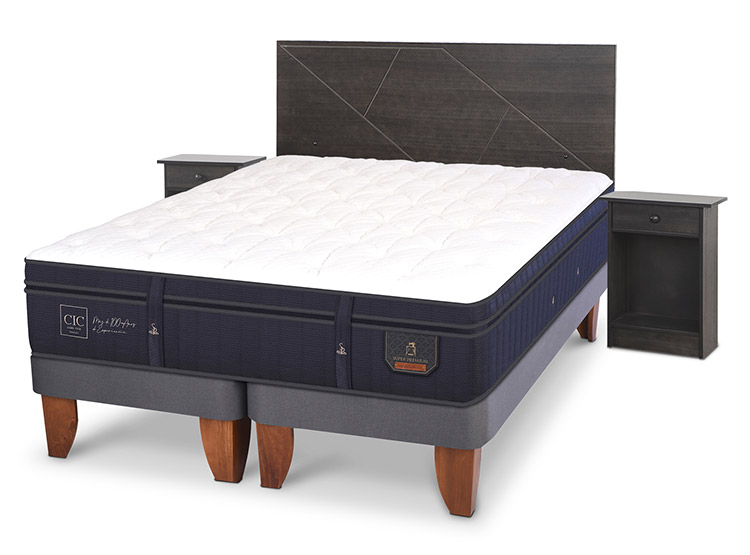 JUEGO DE DORMITORIO CIC CAMA EUROPEA SUPER PREMIUM BD 2 PLAZAS + SET VILLARRICA GRIS - 2