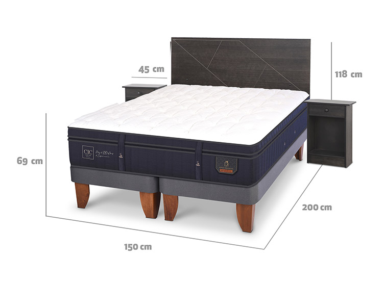 JUEGO DE DORMITORIO CIC CAMA EUROPEA SUPER PREMIUM BD 2 PLAZAS + SET VILLARRICA GRIS - 3