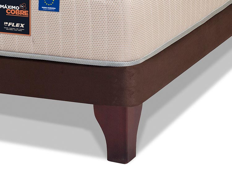 JUEGO DE DORMITORIO FLEX CAMA EUROPEA MÁXIMO COBRE 1.5 PLAZAS + RESPALDO TUBULAR BEIGE + VELADOR ATENAS - 3