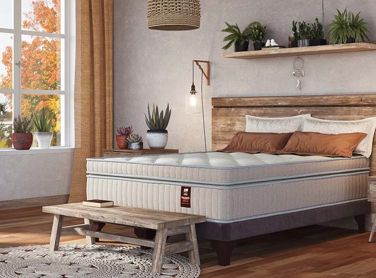 JUEGO DE DORMITORIO FLEX CAMA EUROPEA MÁXIMO COBRE 1.5 PLAZAS + RESPALDO TUBULAR BEIGE + VELADOR ATENAS - 6
